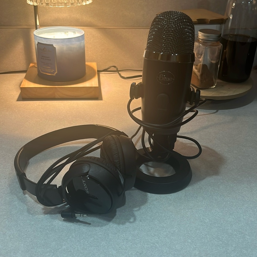 Podcast Microphone and Headphones